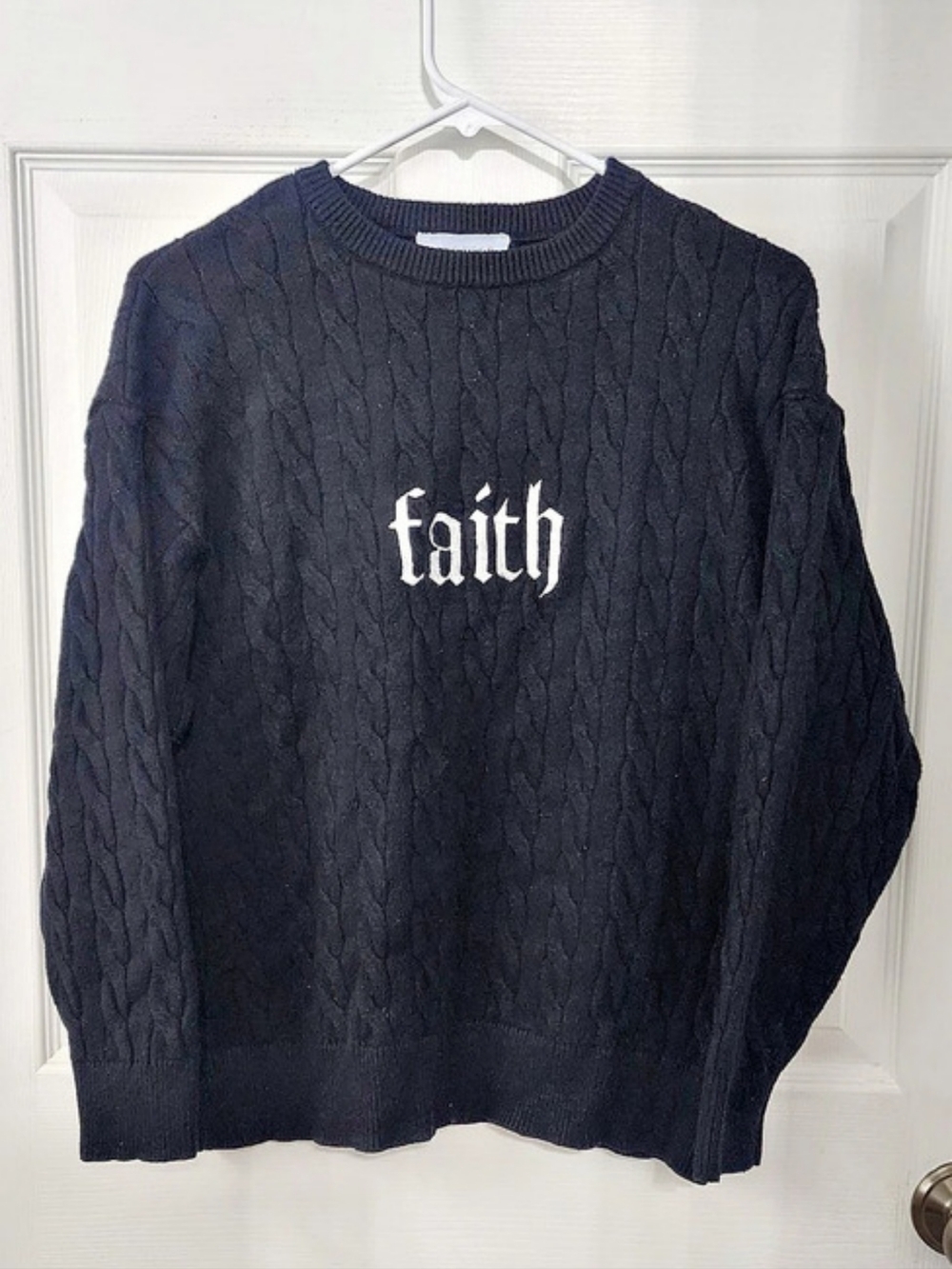 Urban Weekend Faith Cable Knit Sweater Black Large